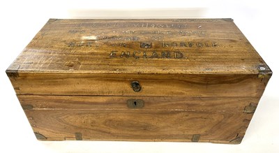 Lot 374 - A small wooden military travelling trunk...