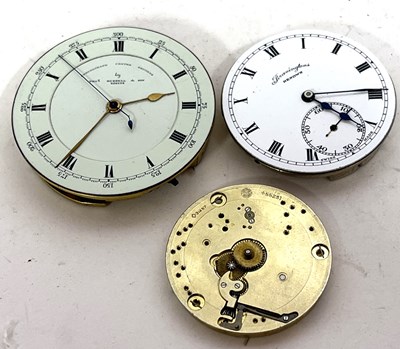 Lot 333 - Lot of three pocket watch movements and dials,...