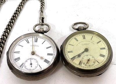 Lot 341 - Two silver pocket watches, one a Waltham Mass...