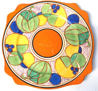 Lot 394 - A Clarice Cliff plate made for Lawleys in the...