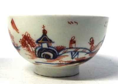 Lot 406 - Lowestoft tea bowl in the dolls house pattern...