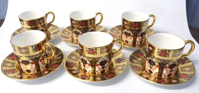 Lot 413 - Six Royal Crown Derby coffee cans and saucers...