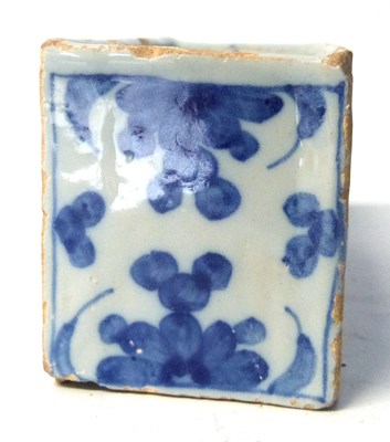 Lot 427 - 18th Century English delft flower brick, 13cm...