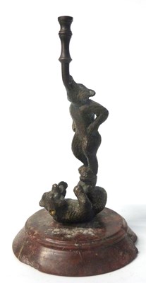 Lot 461 - Spelter model of dancing bears on onyx type base