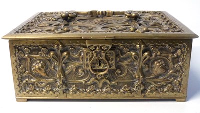 Lot 462 - An impressive brass jewellery box heavily...