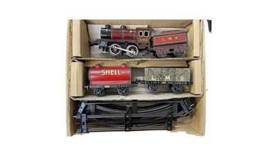 Lot 163 - A Bing CWK LMS Goods 0 gauge railway set in...