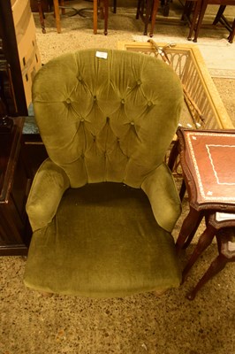 Lot 387 - SMALL BUTTON BACK ARMCHAIR, 50CM WIDE