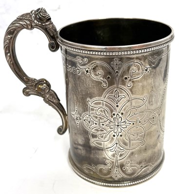 Lot 6 - A Victorian silver tankard of cylindrical form,...