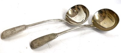 Lot 39 - Pair of Victorian fiddle pattern sauce ladles...