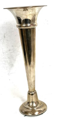 Lot 53 - A hallmarked silver trumpet vase of plain...