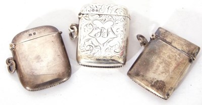 Lot 137 - Mixed Lot: three silver vesta cases of hinged...