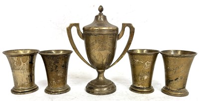 Lot 142 - Mixed Lot: Four Danish silver small beakers,...