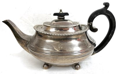 Lot 159 - A heavy Edwardian silver teapot rounded oblong...