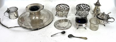 Lot 178 - Mixed Lot:  A large silver capstan ink well...