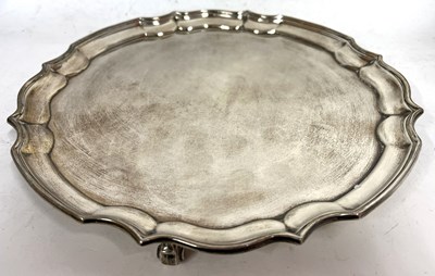 Lot 200 - Hallmarked silver salver of plain circular...