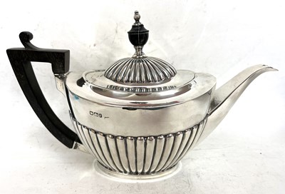 Lot 203 - Late Victorian silver teapot of oval form, the...