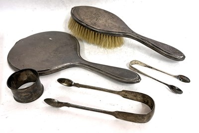 Lot 220 - Mixed Lot:  Silver backed mirror and hairbrush...