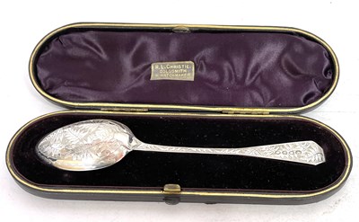 Lot 231 - A cased William IV spoon overall decorated...