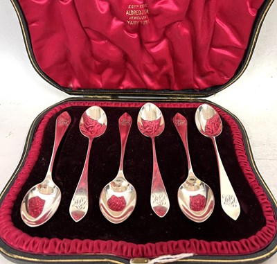 Lot 235 - Cased set of six silver teaspoons engraved...