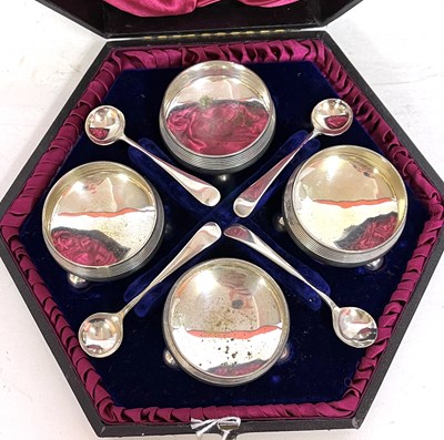 Lot 239 - Victorian cased set of four silver plated open...