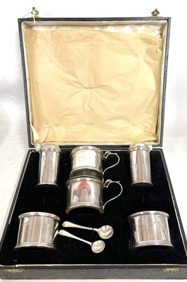 Lot 243 - Cased matched silver condiments to include two...