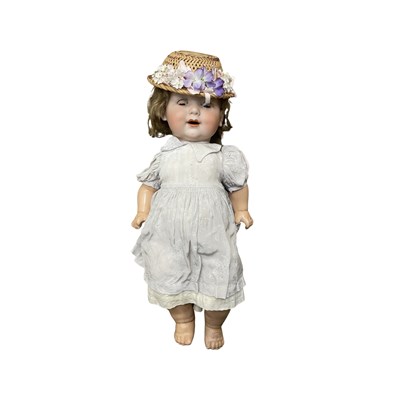 Lot 332 - A German DRGM bisque head doll. Marked to rear...