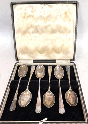 Lot 247 - Cased set of six silver teaspoons in...