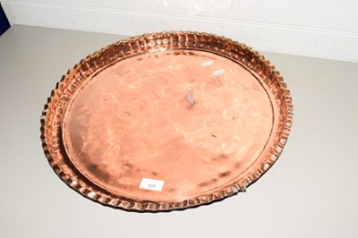 Lot 131 - LARGE COPPER TRAY WITH CRIMPED RIM