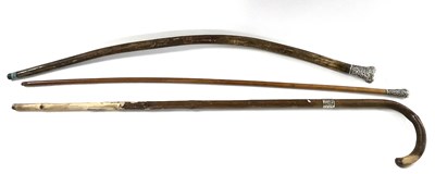 Lot 266 - A group of three sticks each with hallmarked...