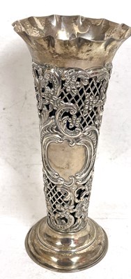 Lot 272 - A Victorian tall silver vase of pierced...