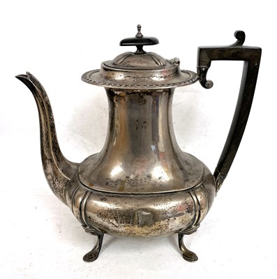 Lot 281 - George V silver coffee pot of oval form...