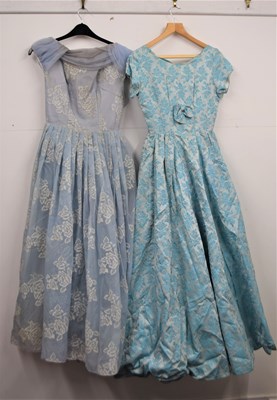 Lot 21 - A mid 20th century pale blue and white floral...