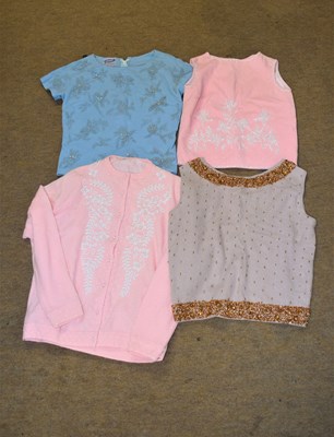 Lot 17 - Four mid 20th century beaded knitwear tops, (4)