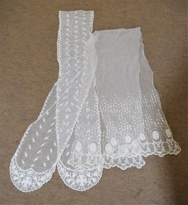 Lot 177 - Two machine made net lace scarves / shawls, (2)