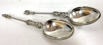 Lot 286 - A pair of large apostle spoons, import marked...