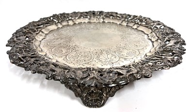 Lot 296 - An antique silver plated salver/tray, having a...