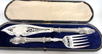 Lot 298 - A pair of Victorian silver plated servers, the...