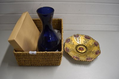 Lot 157 - BASKET CONTAINING GILT DECORATED PLATE, BLUE...