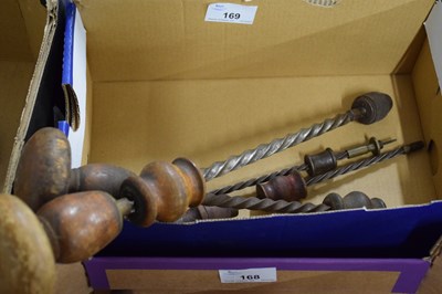 Lot 169 - FOUR VINTAGE ARCHIMEDES TYPE WOODEN HANDLED...