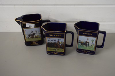 Lot 170 - THREE VINTAGE MARTEL GRAND NATIONAL PUB JUGS