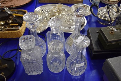 Lot 185 - SIX VARIOUS CLEAR GLASS DECANTERS