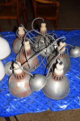 Lot 193 - SIX GREY METAL INDUSTRIAL STYLE LIGHT FITTINGS