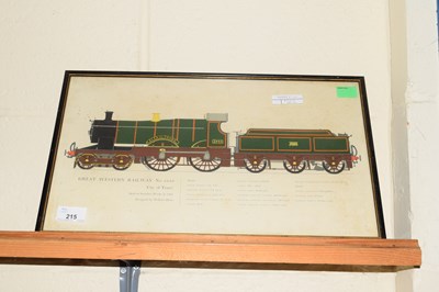 Lot 215 - COLOURED PRINT - GREAT WESTERN RAILWAY 'CITY...