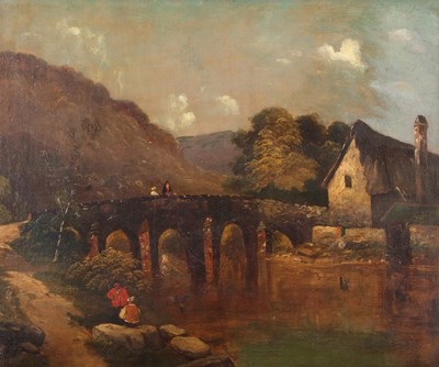 Lot 28 - John Crome (British,1768-1821), River cottage...