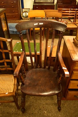 Lot 400 - VICTORIAN MAHOGANY BEECH AND ELM WINDSOR CHAIR,...