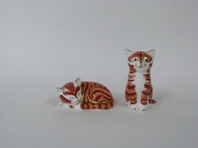 Lot 503A - Royal Crown Derby -two ginger kittens (2)