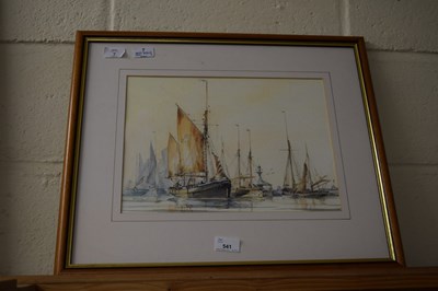 Lot 541 - BRITISH 20TH CENTURY, SHIPPING IN CALM WATERS...