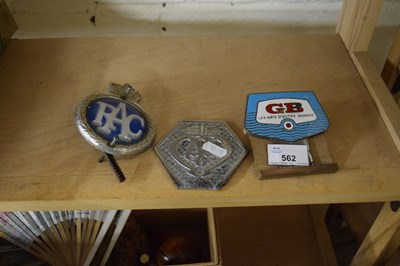 Lot 562 - VINTAGE CAR BADGES, RAC, GB CARAVAN, AND ONE...