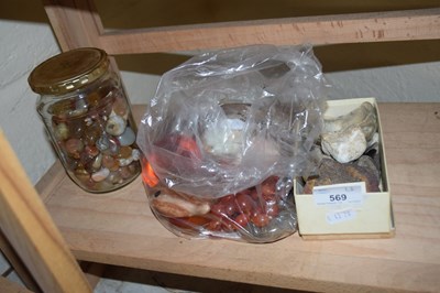 Lot 569 - VARIOUS POLISHED STONES, FOSSILS, STONE EGGS ETC