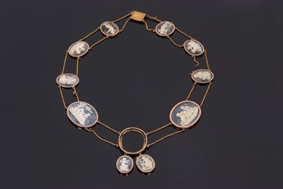 Lot 362 - A Victorian shell and stone cameo necklace,...